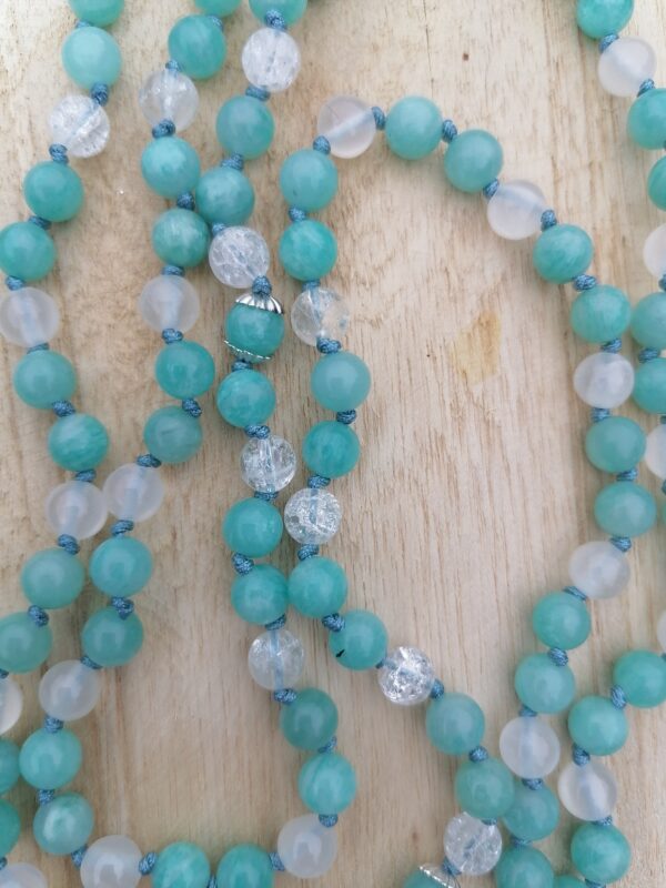 Mala apaisement - Amazonite - cristal de roche - sélénite - inspiration tibétain – Image 4