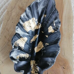 feuille jesmonite coupelle décorative décoration d'intérieur vide poche range bijoux pierres naturelle