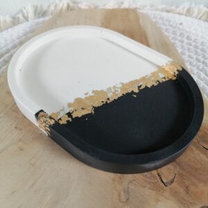 plateau jesmonite décoration vide poche range bijoux pierres naturelles